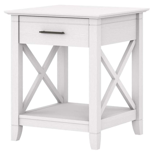 Bush Furniture - Key West Nightstand with Drawer in Pure White Oak - KWT120WT-Z veiw 2
