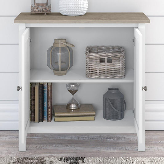 Bush Furniture - Mayfield 5 Shelf Bookcase with Doors in Pure White and Shiplap Gray - MAY019GW2 veiw 2
