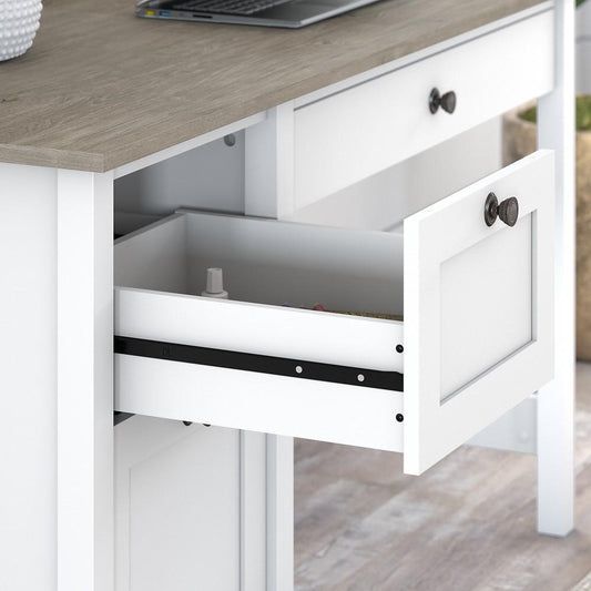 Bush Furniture - Mayfield 54W Computer Desk with Drawers in Pure White and Shiplap Gray - MAD254GW2-03 veiw 2