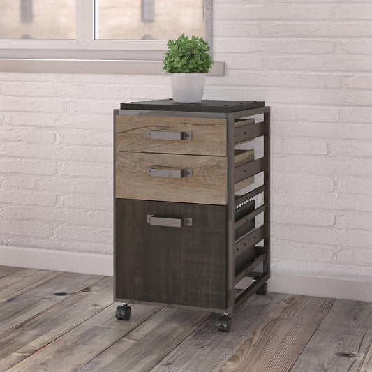 Bush Furniture - Refinery 3 Drawer Mobile File Cabinet in Rustic Gray - RFF116RG-03 veiw 2