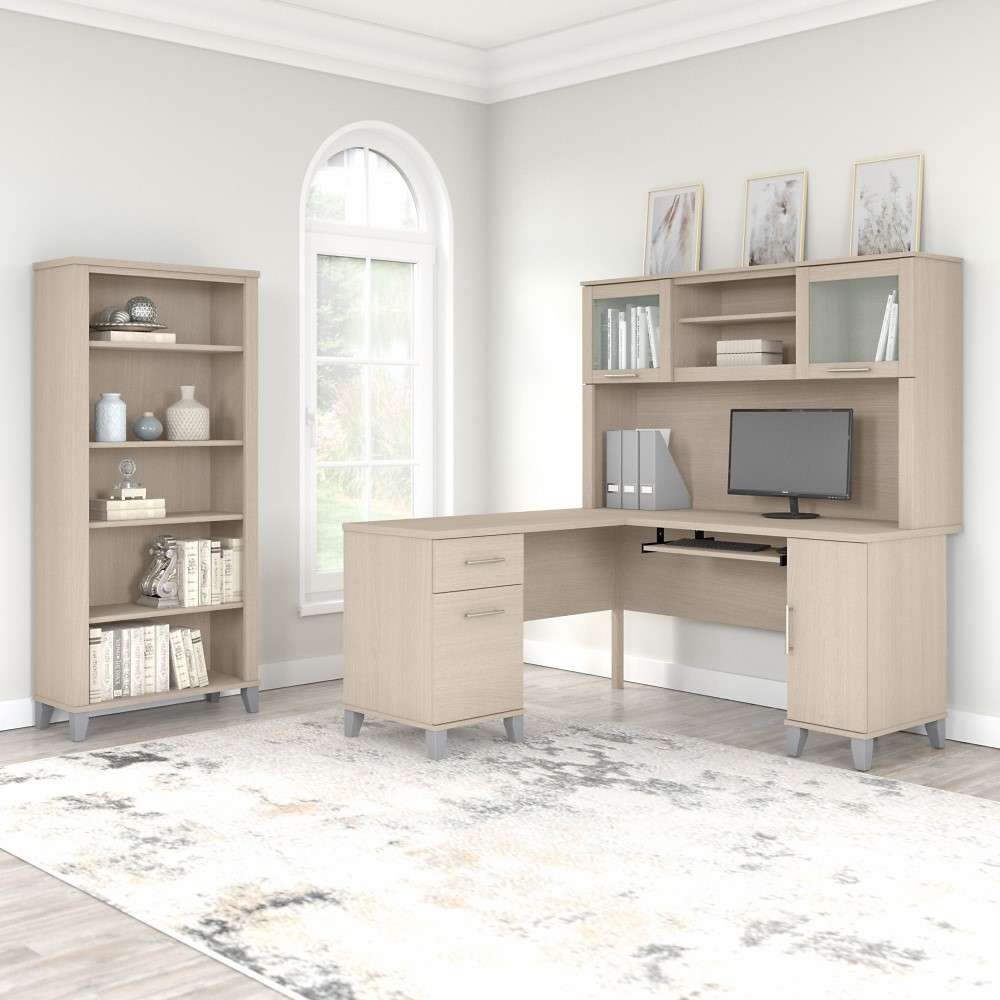 Bush Furniture - Somerset 60W L Desk in Sand Oak - WC81130K veiw 6