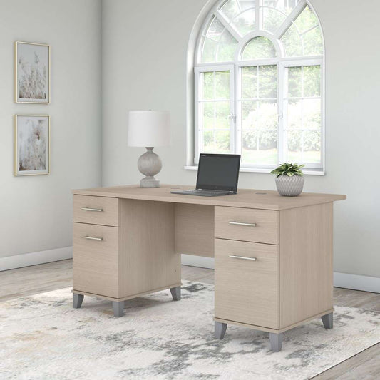 Bush Furniture - Somerset 60W Office Desk with Drawers in Sand Oak - WC81128K veiw 2