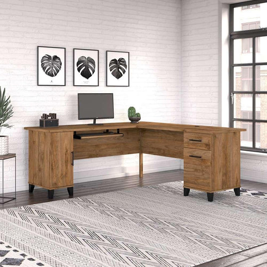 Bush Furniture - Somerset 72W L Shaped Desk with Storage in Fresh Walnut - WC81310K veiw 2