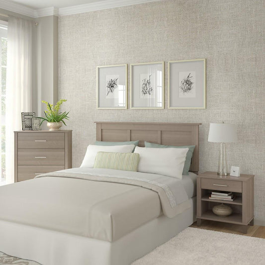 Bush Furniture - Somerset Headboard, Chest of Drawers and Nightstand Bedroom Set in Ash Gray - SET005AG veiw 2