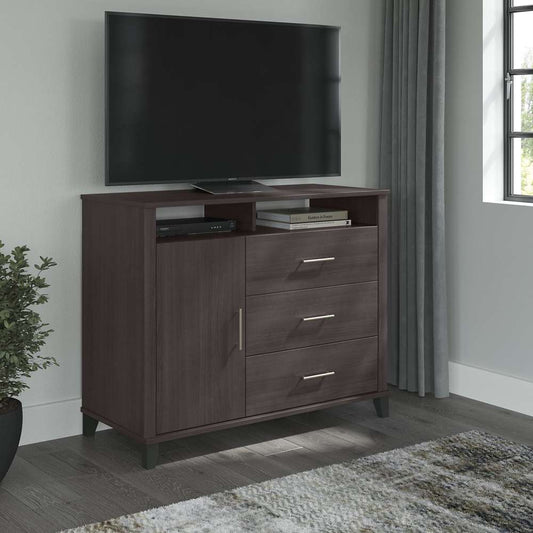 Bush Furniture - Somerset Storage 3 Drawer Dresser and Bedroom TV Stand in Storm Gray - STV148SGK veiw 2