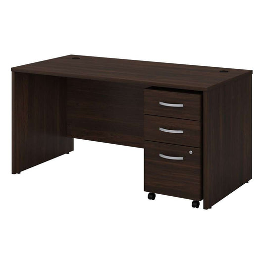 Bush Furniture - Studio C 60W x 30D Office Desk with Mobile File Cabinet in Black Walnut - STC014BWSU veiw 2