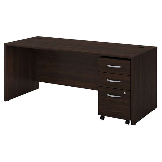 Bush Furniture - Studio C 72W x 30D Office Desk with Mobile File Cabinet in Black Walnut - STC013BWSU veiw 2