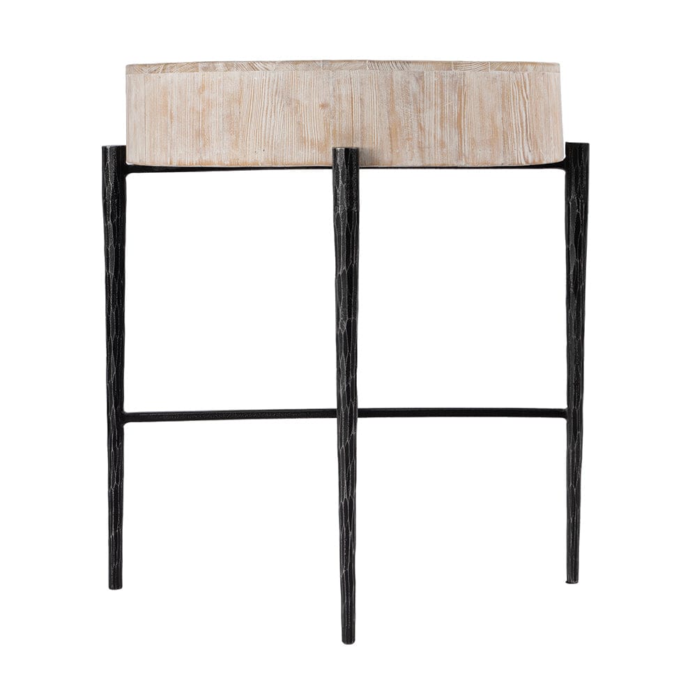 Butler Specialty Company - Akemi 24.5 in. W Round Wood and Iron Side Table, Light Brown - 5818140 View 4