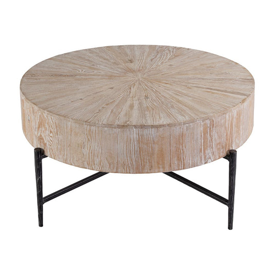 Butler Specialty Company - Akemi 38.5 in. W Round Wood and Iron Coffee Table, Light Brown - 5819140 View 2