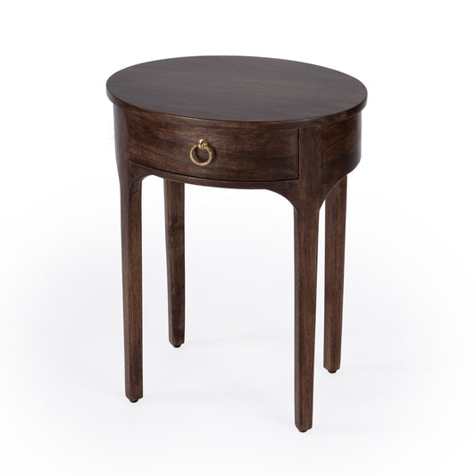 Butler Specialty Company - Alinia 18.5 in. W Oval Wood 1 drawer End Table, Dark Brown - 5596354