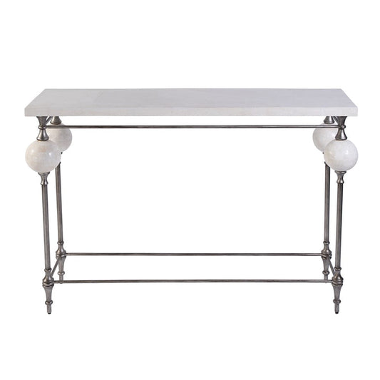 Butler Specialty Company - Amadeo 49 in. W Rectangular Stone and Metal Console Table, White, Silver - 5914070 View 2