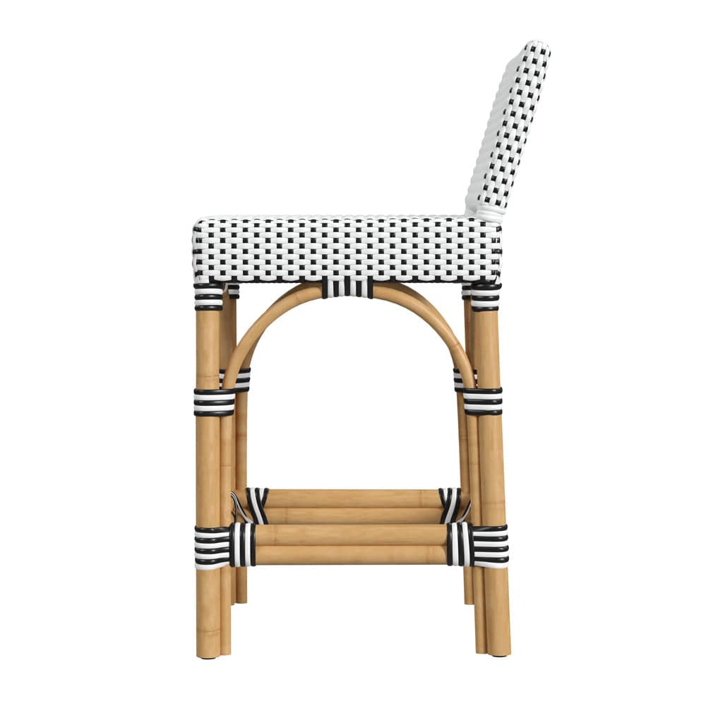 Butler Specialty Company - Amalfi 24.5 in. Seat Height Outdoor Counter Stool w Back, Black and White - 5982434 view 3