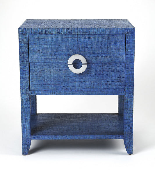 Butler Specialty Company - Amelle 24 in. W Rectangular Raffia 2 Drawer Nightstand, Blue - 4357361