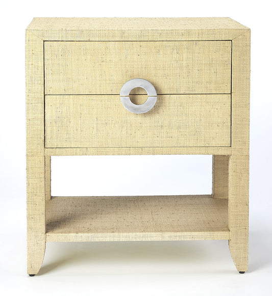 Butler Specialty Company - Amelle 24 in. W Rectangular Raffia 2 Drawer Nightstand, Cream/Yellow - 4357349
