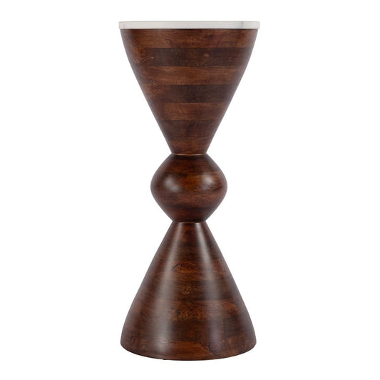 Butler Specialty Company - Amra 12 in. W Round Marble and Wood Side Table, Brown - 5839354 View 2