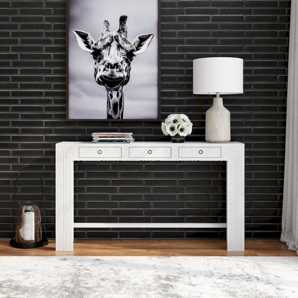 Butler Specialty Company - Artifacts - Janta 55.5 in. W Rectangular Wood 3 Drawer Console Table, White - 2069290_CLOSEOUT view 8