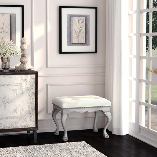 Butler Specialty Company - Ashford 25.5 in. W Rectangular Upholstered/Wood Backless Vanity Stool, Gray - 2627418_CLOSEOUT