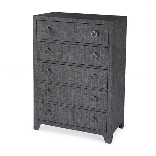 Butler Specialty Company - Bar Harbor - Bar Harbor 32 in. W Rectangular Raffia 5 Drawer Dresser, Gray - 5707420_CLOSEOUT
