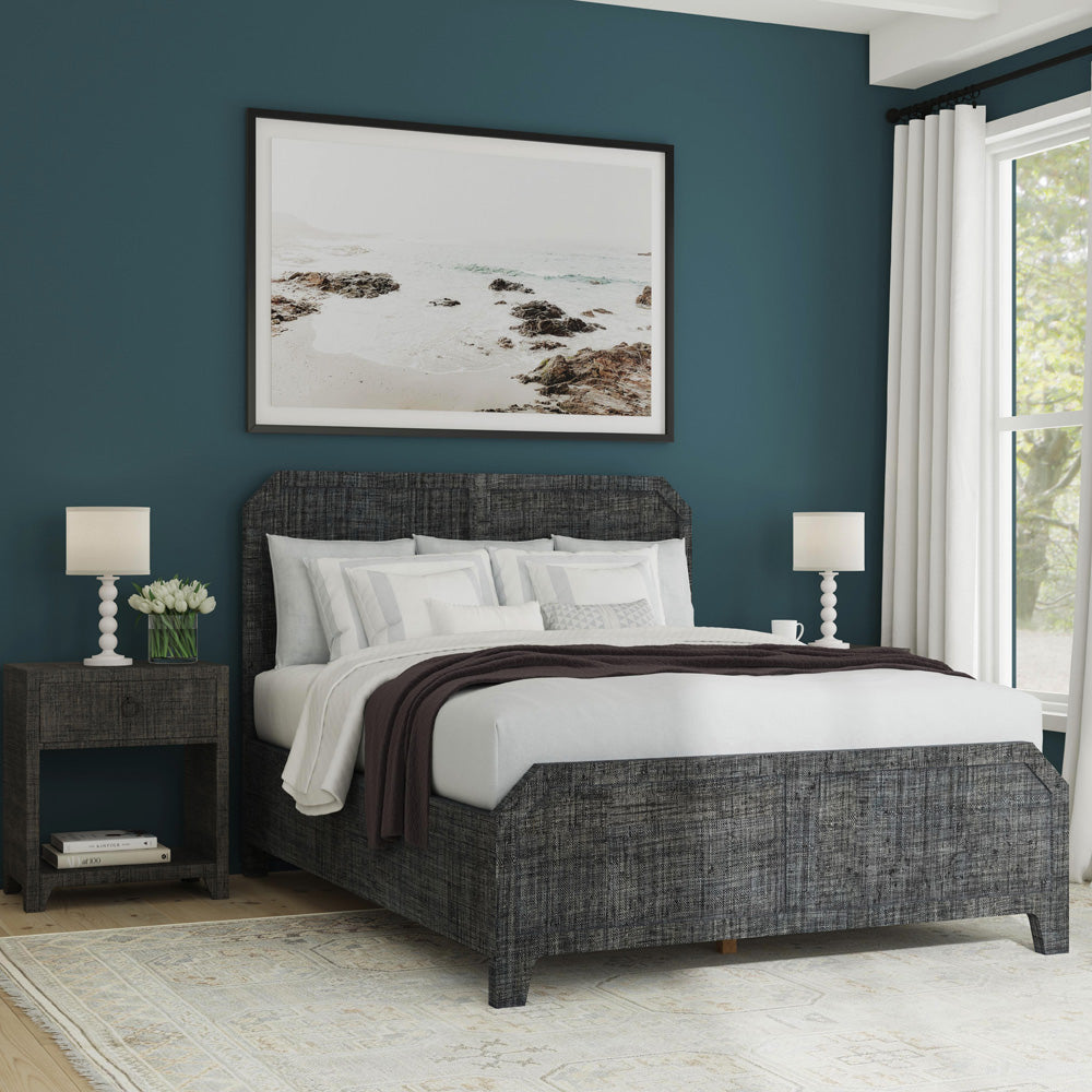 Butler Specialty Company - Bar Harbor - Bar Harbor Queen Raffia Panel Bed, Gray - 5706420_CLOSEOUT