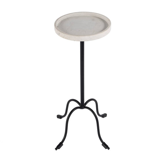 Butler Specialty Company - Berlin 10 in. W Round Marble and Iron Side Table, White and Black - 5816025 View 2