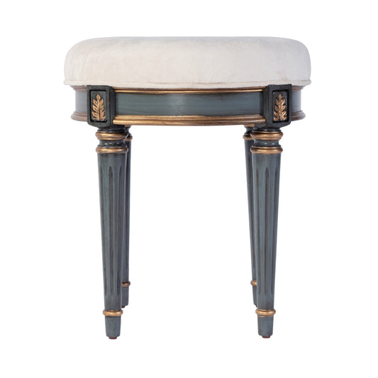 Butler Specialty Company - Bernadette 18.5 in. Seat Height Round Upholstered and Wood Traditional Vanity Stool, Blue - 1250483 view 2