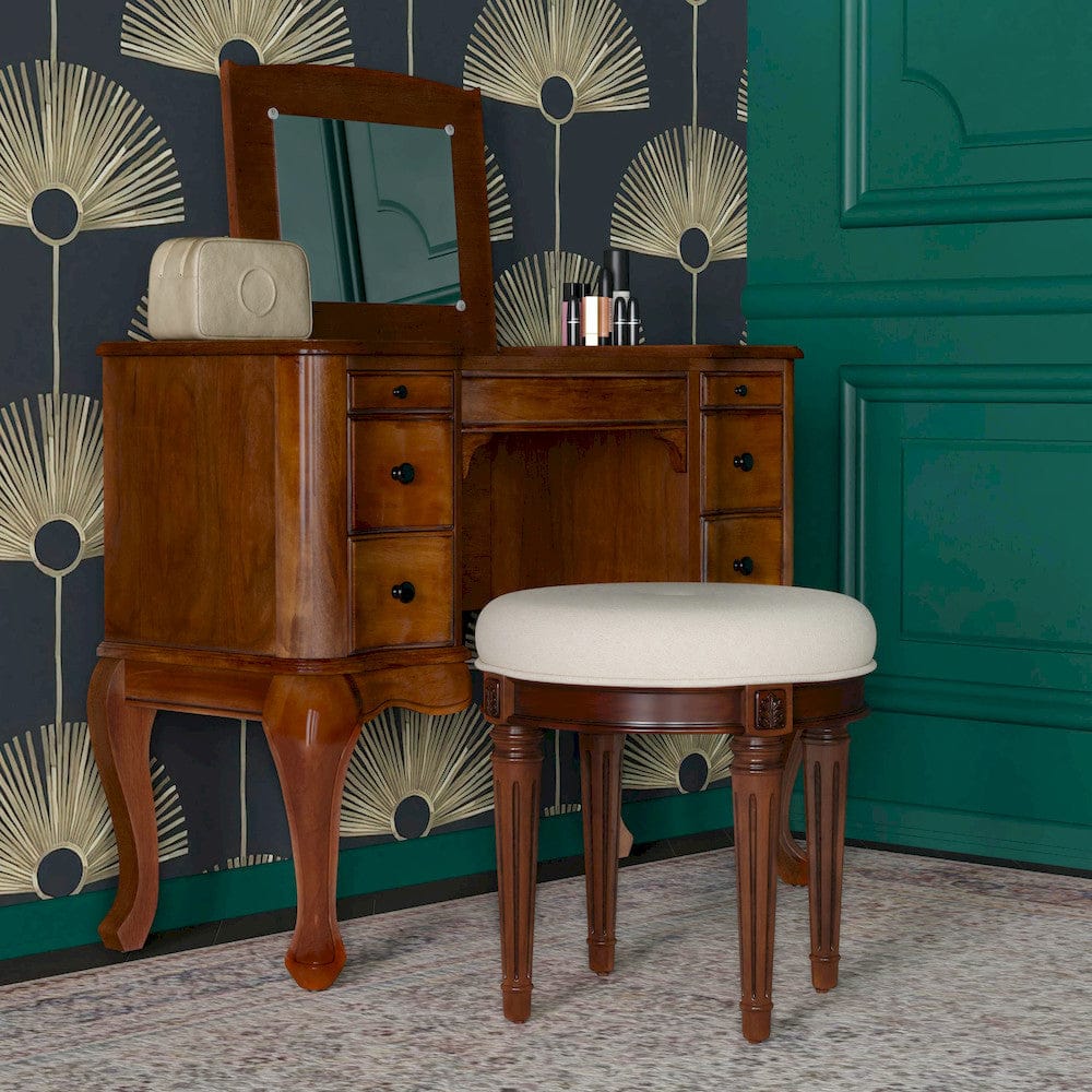 Butler Specialty Company - Bernadette 18 in. W Round Upholstered Vanity Stool, Medium Brown - 1250101 view 7