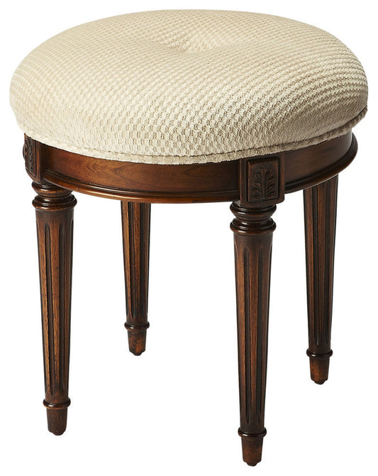 Butler Specialty Company - Bernadette 18 in. W Round Upholstered Vanity Stool, Medium Brown - 1250101