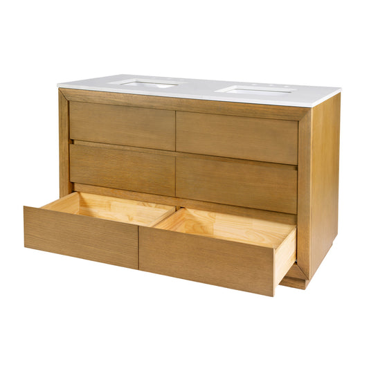 Butler Specialty Company - Brady 60 in. W Wood & Quartz Double Sink Bathroom Vanity, Natural - 5992452 view 2