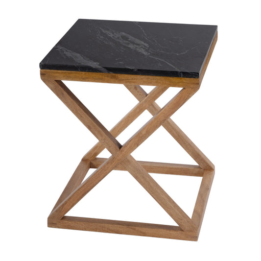Butler Specialty Company - Braylon 17.75 in. W Square Marble & Wood X Base End Table, Black - 5329414 view 2