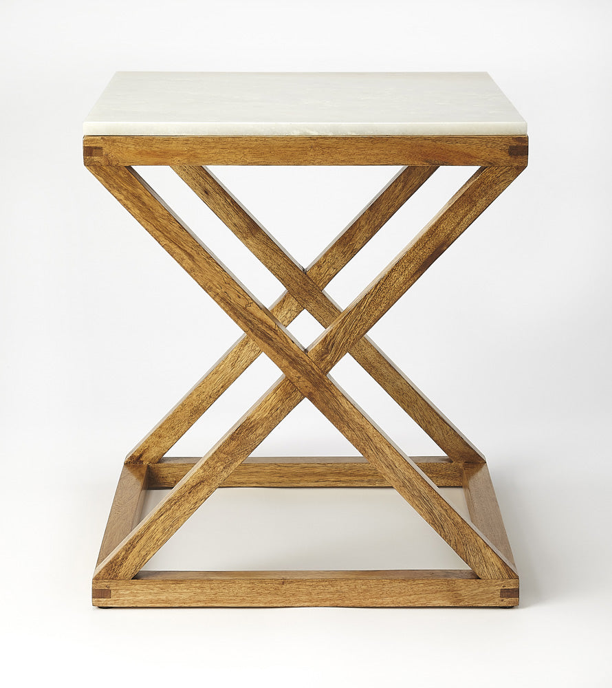 Butler Specialty Company - Braylon Marble & Wood End Table, Light Brown - 5329312