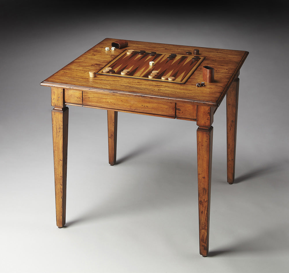 Butler Specialty Company - Breckinridge 30 in. W Square Wood 1 Drawer Rustic Game Table, Light Brown - 2364120