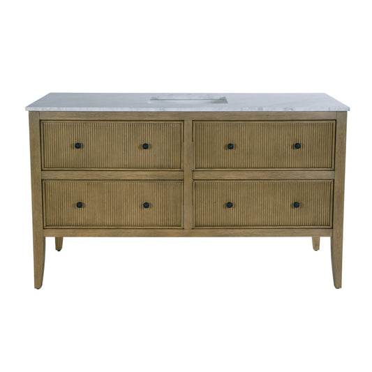 Butler Specialty Company - Bristol 60 in. W Marble and Wood 4 Drawer Ribbed Bathroom Vanity, Natural - 5996511 view 2