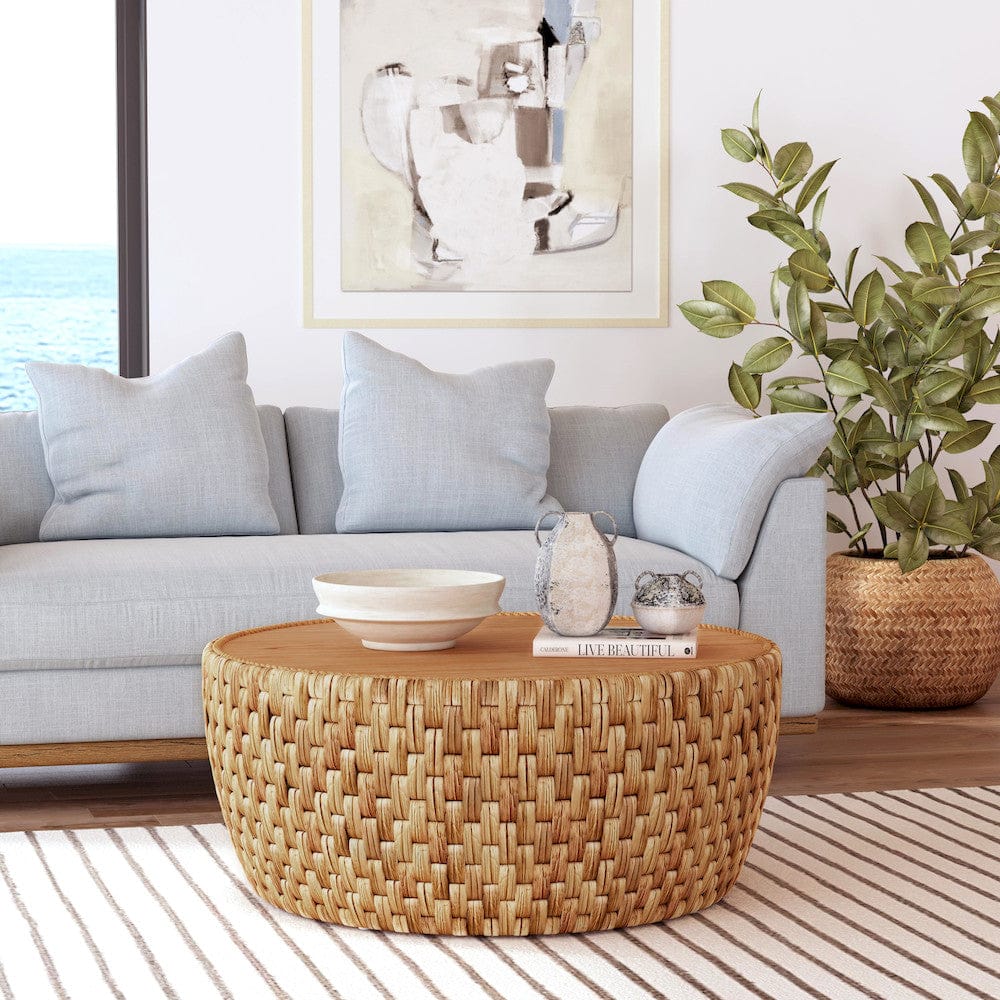 Butler Specialty Company - Captiva 42 in. Round Rattan Drum Coffee Table, Natural - 5695404 view 2
