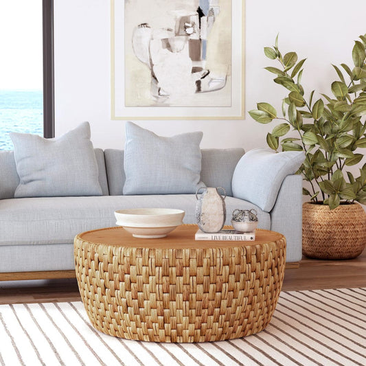 Butler Specialty Company - Captiva 42 in. Round Rattan Drum Coffee Table, Natural - 5695404 view 2