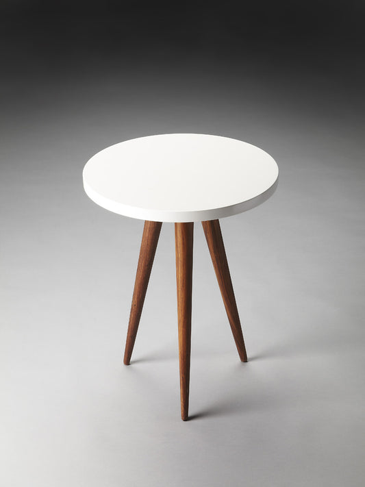 Butler Specialty Company - Carlsbad 15.75 in. W Round Wood Contemporary Bunching Side Table, White/Brown - 3304140