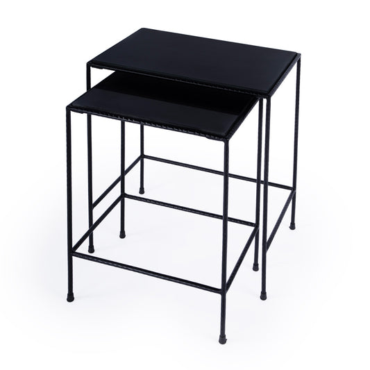 Butler Specialty Company - Carrera Outdoor Rectangular Metal/Granite Set of 2 Nesting Tables, Black - 2870437_CLOSEOUT