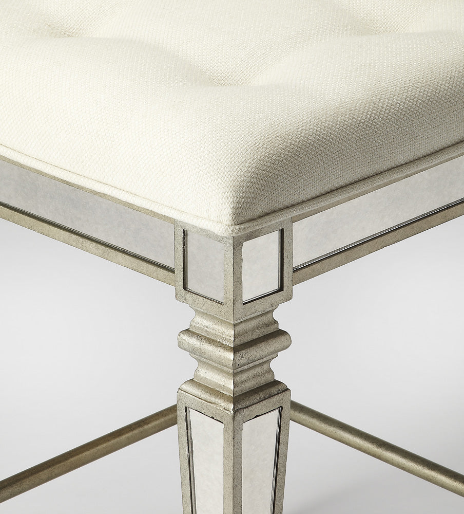 Butler Specialty Company - Celeste 26 in. Seat Height Upholstered & Mirrored Counter Height Stool, Silver - 3751146_CLOSEOUT