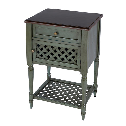 Butler Specialty Company - Chadway 20 in. W Rectangular Wood 1 Drawer 1 Door Rustic End Table, Green - 9368286