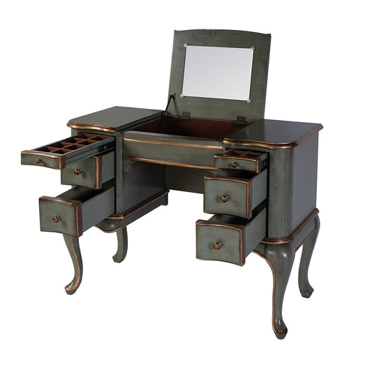 Butler Specialty Company - Charlotte 40 in. W Rectangular Wood Vanity/Valet Desk w Storage Drawers and Mirror, Pastel Green - 735482 View 2