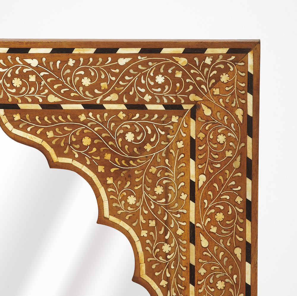 Butler Specialty Company - Chevrier Wood & Bone Inlay Wall Mirrored, Medium Brown - 3886338
