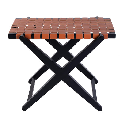 Butler Specialty Company - Cipriani 24 in. W Rectangular Leather & Wood Luggage Rack, Orange, Black - 1186294 View 2