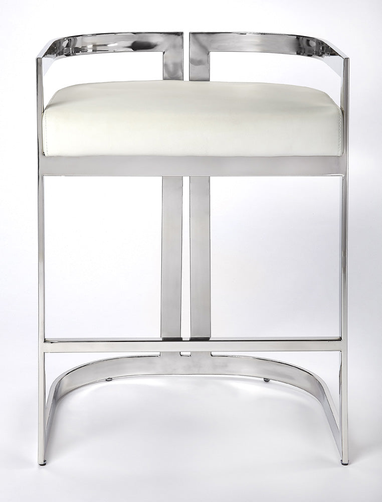 Butler Specialty Company - Clarence Faux Leather 25" Counter Stool, Silver - 5377220
