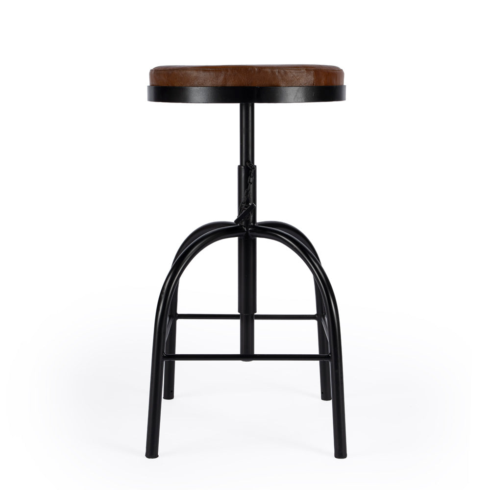 Butler Specialty Company - Clyde Leather 25" Adjustable Bar Stool, Medium Brown - 5617344