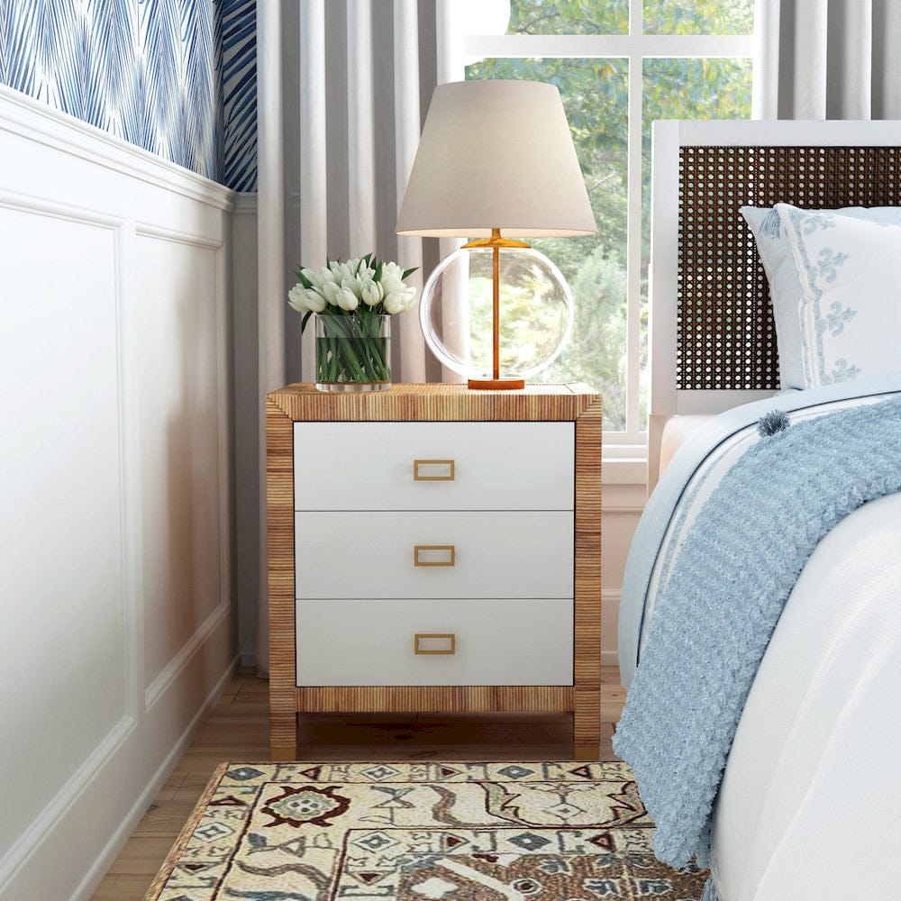 Butler Specialty Company - Corfu 25 in. W Rattan 3 Drawer Nightstand, Natural and White - 5607350 view 6