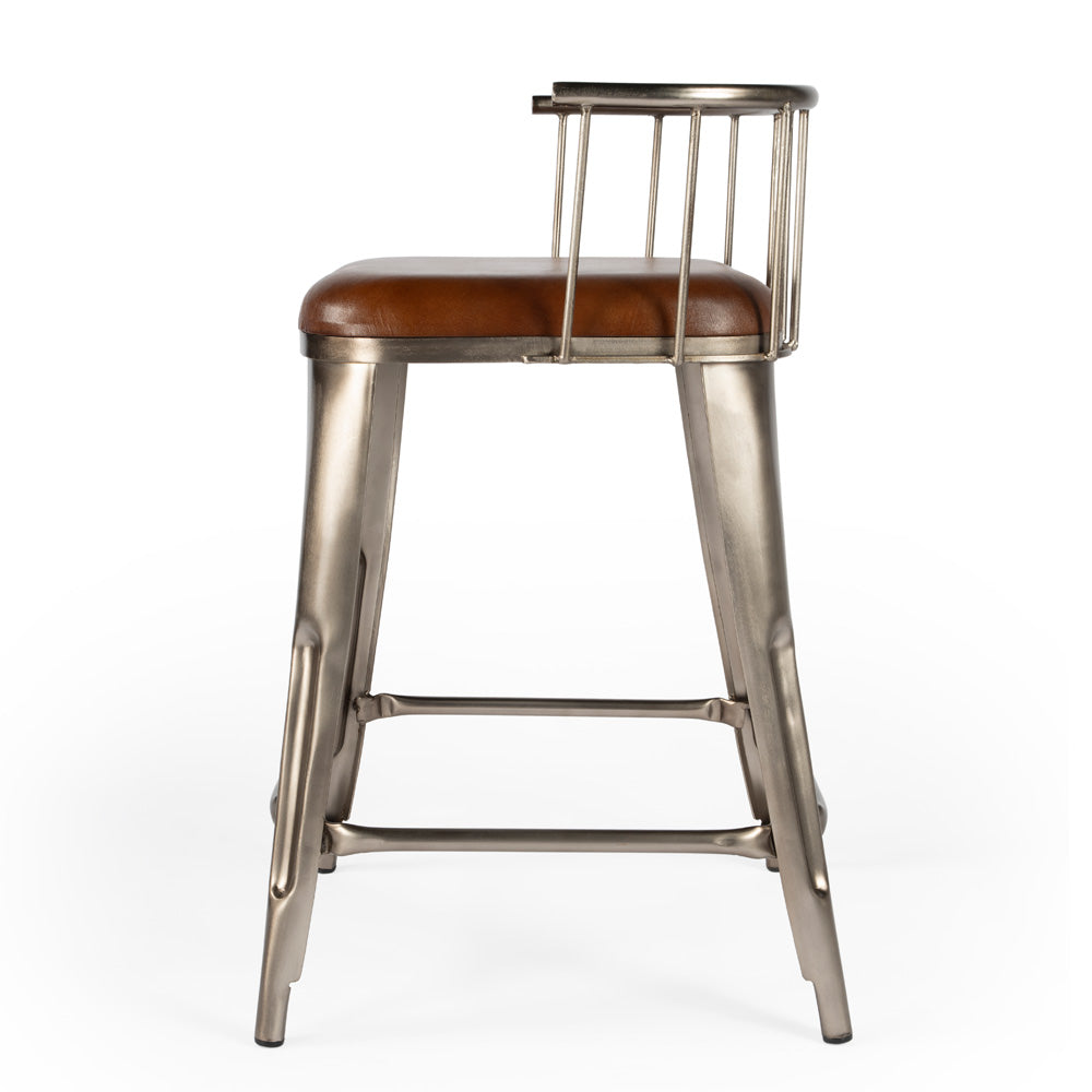 Butler Specialty Company - Coriander 25 in. Seat Height Iron & Leather Low Back Counter Height Stool, Multi-Color - 5542344