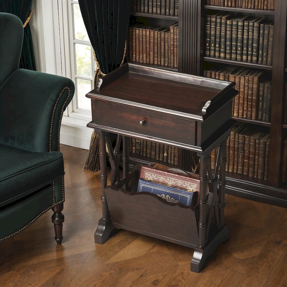Butler Specialty Company - Cummings 15 in. W Round Wood 1 Drawer End Table, Black - 999234 view 3