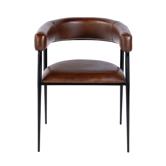 Butler Specialty Company - Dallas 19.5 in. Seat Height Leather and Iron Cushioned Dining Chair w Arms, Medium Brown - 5916344 View 2