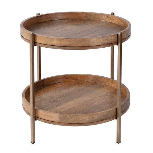 Butler Specialty Company - Damirra 23 in. W Round Wood & Metal 2 Tier Side Table, Natural - 5454312 View 2
