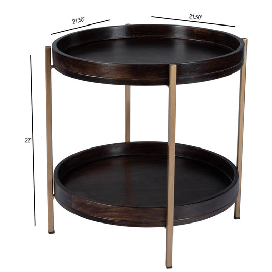 Butler Specialty Company - Damirra Wood & Metal Side Table, Dark Brown - 5454140