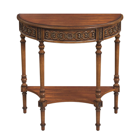 Butler Specialty Company - Danelle 30 in. W Demilune Wood Console Table with Lower Shelf, Medium Brown - 7027011